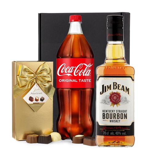 Jim Beam White Label Whisky with Coca-Cola & Chocolates Gift Box | Spirit Mixer Set